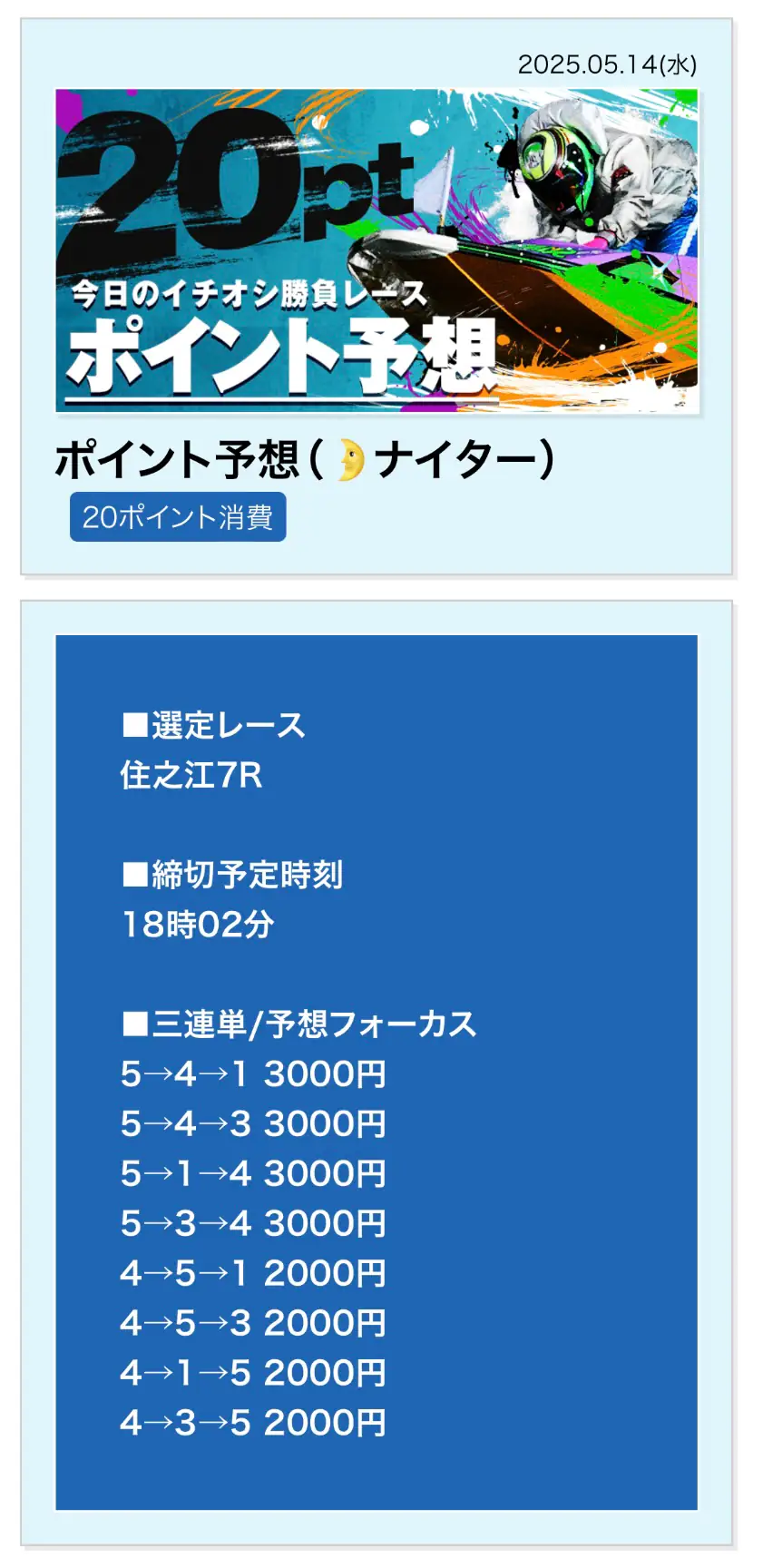 競艇予想サイト「ボートレースパレード」のポイント予想