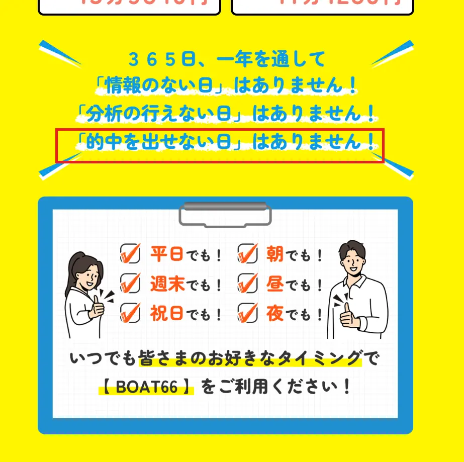 競艇予想サイト「BOAT66(ボート66)」の非会員ページ　断定的判断の提供