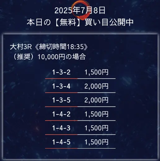 競艇花舟　無料予想　2025年7月8日(火) 大村3R