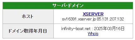 競艇インフィニティ　ドメイン取得日