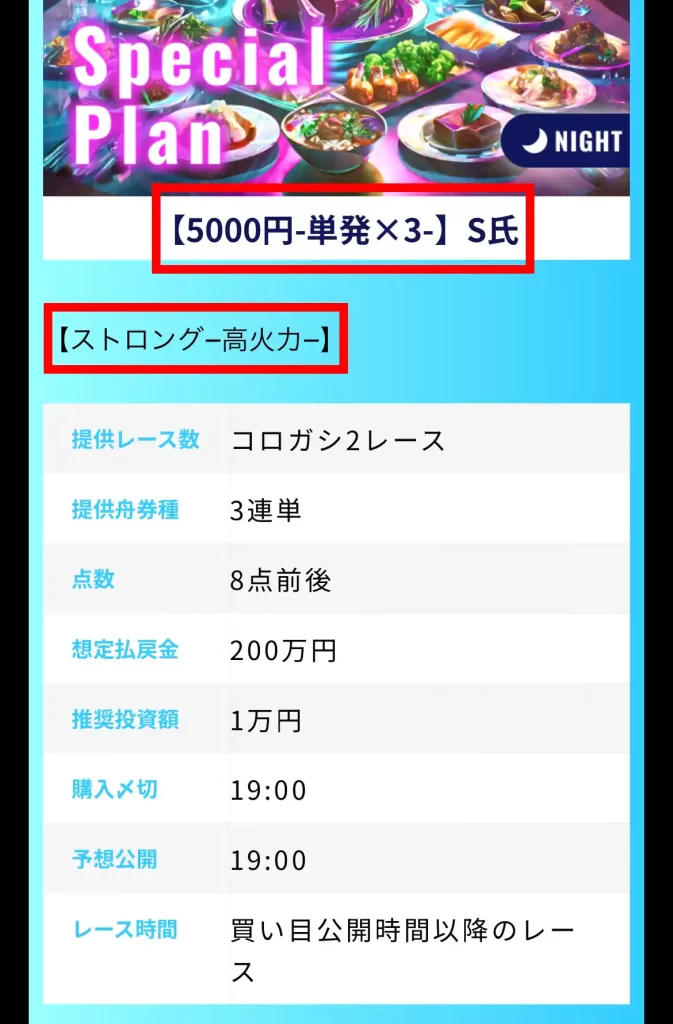 競艇予想サイト「ワークアウト」のプラン