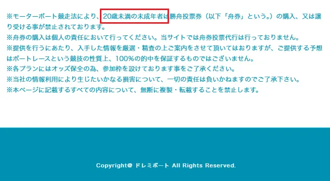 ドレミボート　20歳未満の未成年者